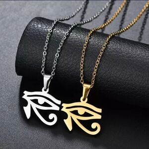 Gold and Silver Eye of Horus Pendant Necklace